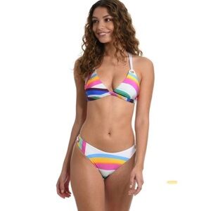 SUNSHINE 79 Rainbow Band Tall Triangle Top & French cut 2pc bikini swimsuit